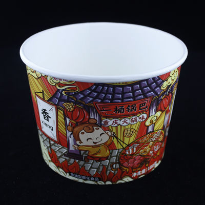 64 औंस डिस्पोजेबल पेपर बाल्टी फ्राइड चिकन टेकआउट मुद्रित खाद्य पैकेजिंग