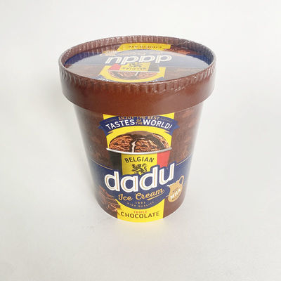 एक बार इस्तेमाल करने योग्य आइसक्रीम पेपर कप ढक्कन के साथ 17 औंस 520ml एकल दीवार कंटेनर