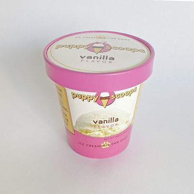 कस्टम मुद्रित आइसक्रीम कागज कप के साथ ढक्कन के लिए जमे हुए दही 14oz 420ml