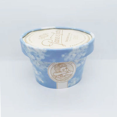 8.5oz 260ml आइसक्रीम पेपर कप के साथ ढक्कन पर्यावरण के अनुकूल ले जाने के लिए कंटेनर