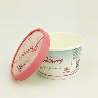 डिस्पोजेबल आइसक्रीम पेपर कप के साथ ढक्कन लीकप्रूफ कस्टम कटोरे 3oz 85ml