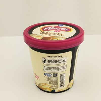 6oz 175ml कागज जमे हुए दही कप, फ्लैट ढक्कन कस्टम आइसक्रीम कागज कप चम्मच के साथ