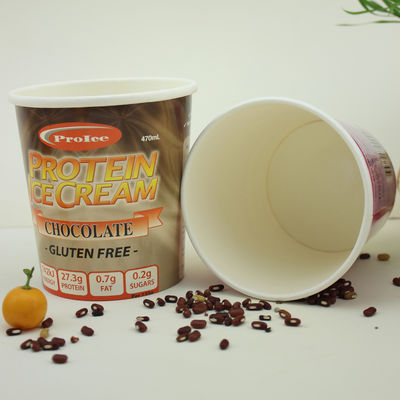 पर्यावरण के अनुकूल आइसक्रीम पेपर कप ढक्कन के साथ 16oz 475ml जमे हुए दही कंटेनर