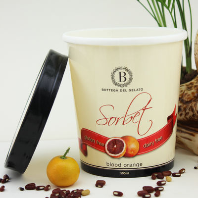 पर्यावरण के अनुकूल आइसक्रीम पेपर कप ढक्कन के साथ 16oz 475ml जमे हुए दही कंटेनर