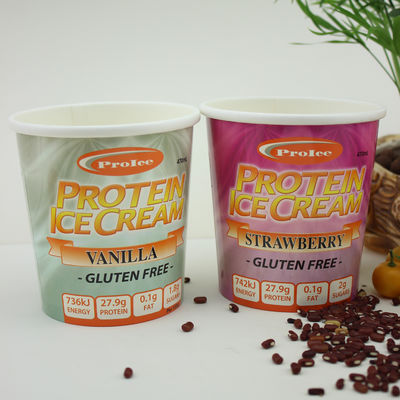 पर्यावरण के अनुकूल आइसक्रीम पेपर कप ढक्कन के साथ 16oz 475ml जमे हुए दही कंटेनर