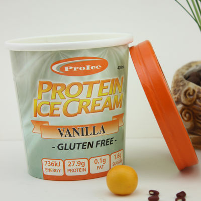 पर्यावरण के अनुकूल आइसक्रीम पेपर कप ढक्कन के साथ 16oz 475ml जमे हुए दही कंटेनर