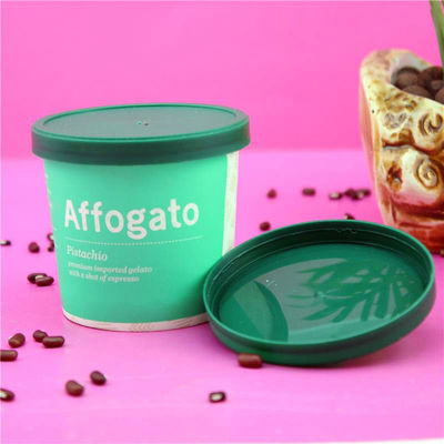 फ्लैट माउथ आइसक्रीम पेपर कप के साथ ढक्कन 80g डिस्पोजेबल कस्टम मुद्रित डिश