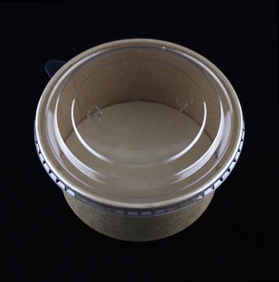 जैव अपघट्य कागज सलाद कटोरे ढक्कन के साथ खाद्य ग्रेड ब्राउन कंटेनर