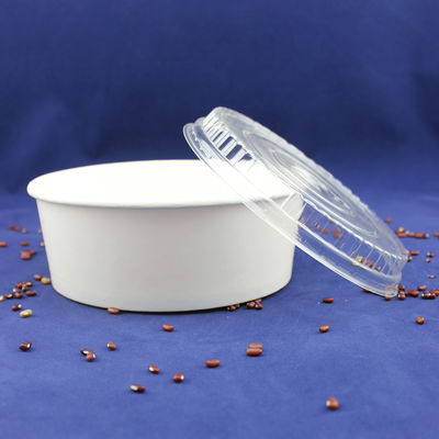 मुद्रित कागज कप और पालतू ढक्कन के साथ एक बार में इस्तेमाल करने योग्य हस्तशिल्प कागज सलाद कटोरा