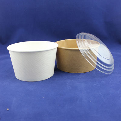 मुद्रित कागज कप और पालतू ढक्कन के साथ एक बार में इस्तेमाल करने योग्य हस्तशिल्प कागज सलाद कटोरा