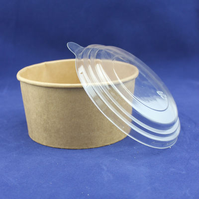 मुद्रित कागज कप और पालतू ढक्कन के साथ एक बार में इस्तेमाल करने योग्य हस्तशिल्प कागज सलाद कटोरा