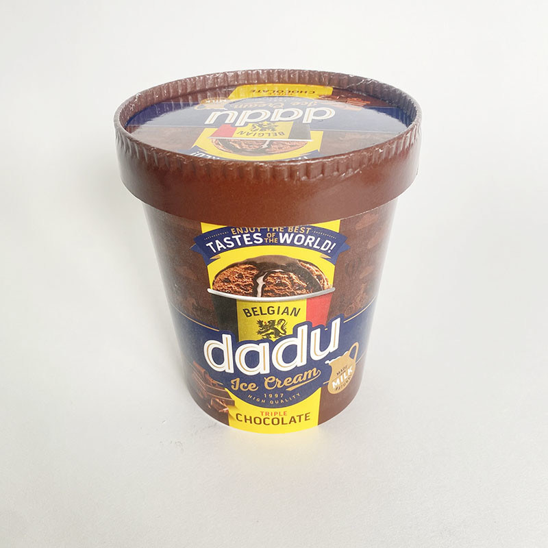 एक बार इस्तेमाल करने योग्य आइसक्रीम पेपर कप ढक्कन के साथ 17 औंस 520ml एकल दीवार कंटेनर