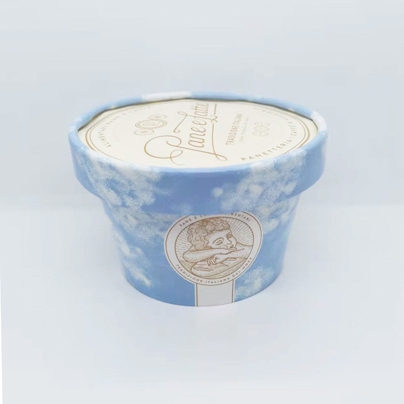 8.5oz 260ml आइसक्रीम पेपर कप के साथ ढक्कन पर्यावरण के अनुकूल ले जाने के लिए कंटेनर