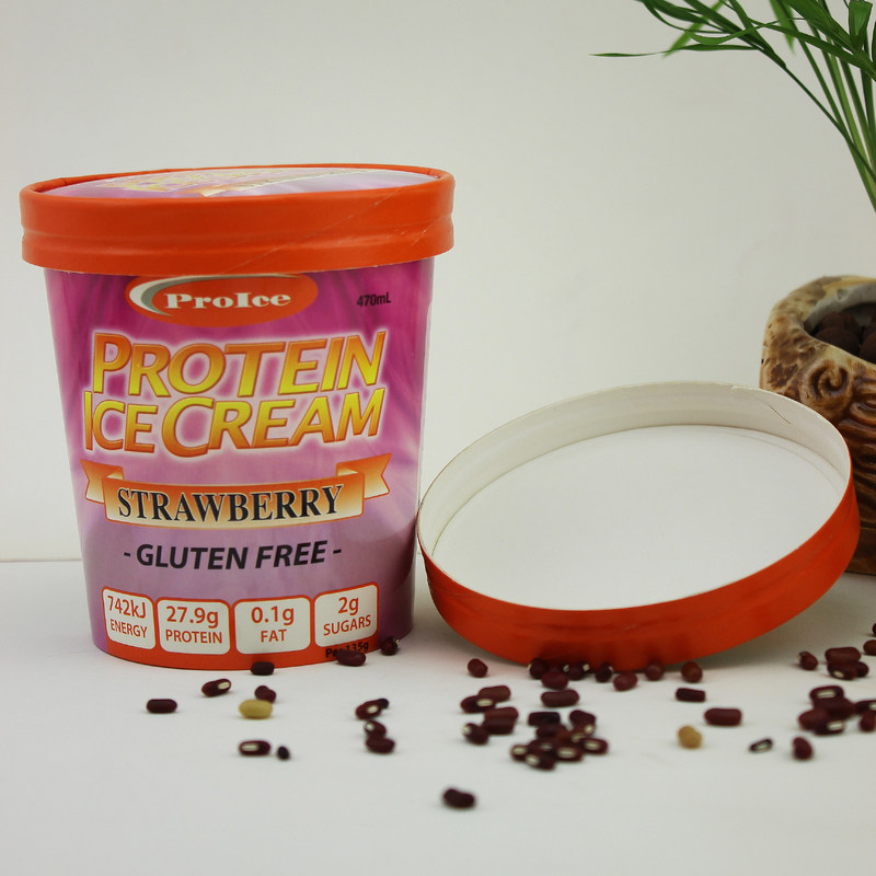 पर्यावरण के अनुकूल आइसक्रीम पेपर कप ढक्कन के साथ 16oz 475ml जमे हुए दही कंटेनर